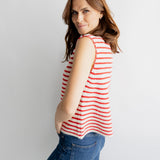 ROT WEISS GESTREIFTE STRICKWESTE "SMILEY"