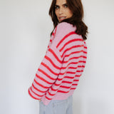 GESTREIFTER CARDIGAN "SMILEY"