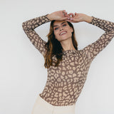 MESH-LONGSLEEVE "TAUPE LEO“