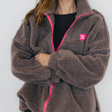 OVERSIZE TEDDYJACKE IN TAUPE "DRESS FOR YOURSELF"