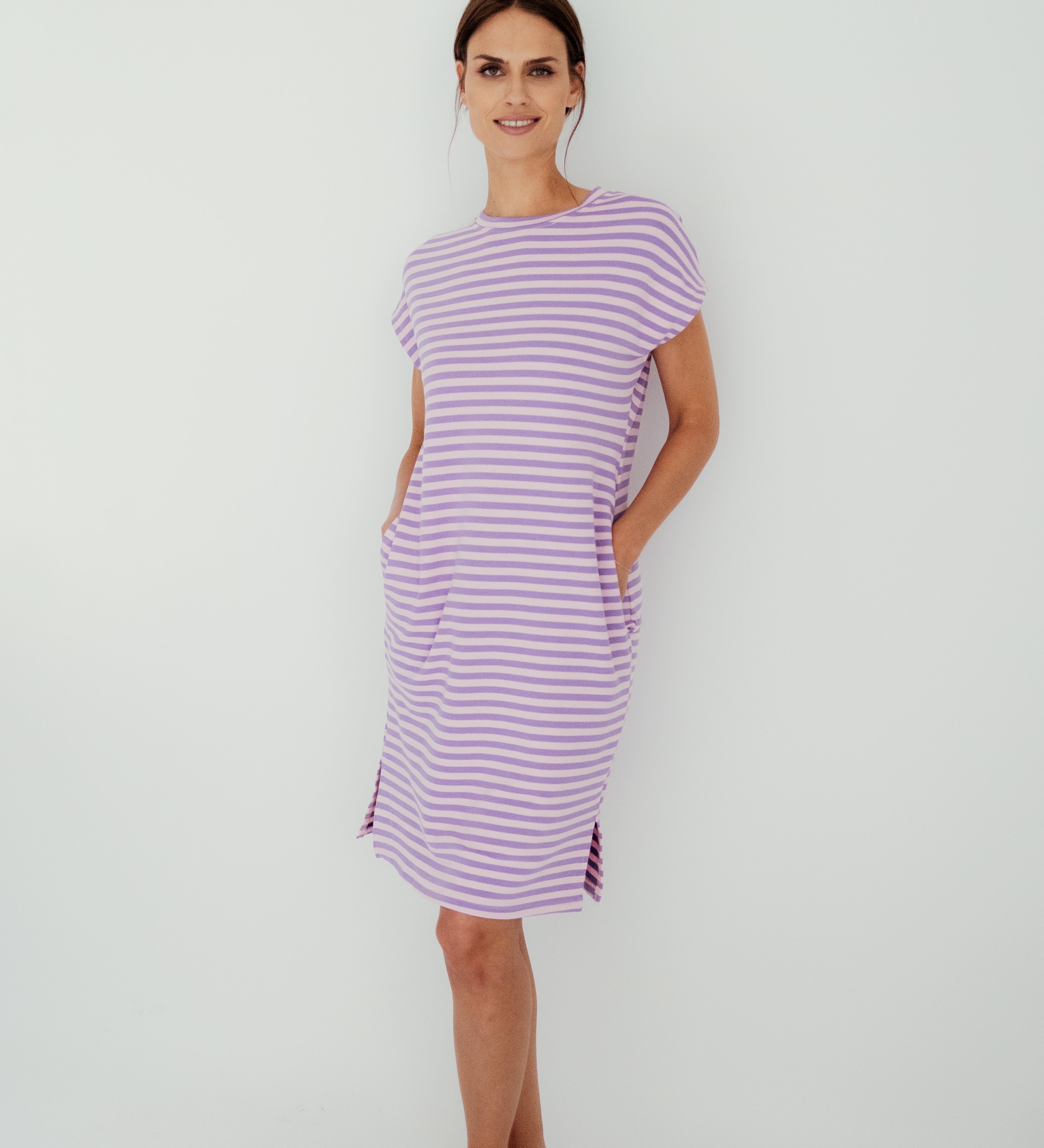 MIDI KLEID MIT STREIFEN „VALERIA“