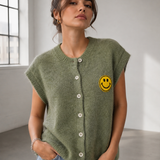 ÄRMELLOSE STRICKWESTE "SMILEY"