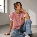ÄRMELLOSE STRICKWESTE "SMILEY"
