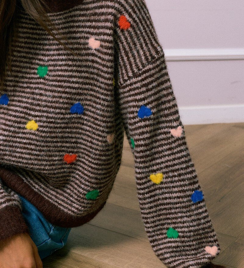 GESTREIFTER PULLOVER "LITTLE HEARTS"