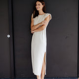 ÄRMELLOSES MAXI SHIRTKLEID
