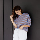 STRIPED OVERSIZE SHIRT IN BLAU / BRAUN