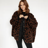 OVERSIZE LEOJACKE IN SCHOKOBRAUN