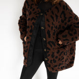 OVERSIZE LEOJACKE IN SCHOKOBRAUN