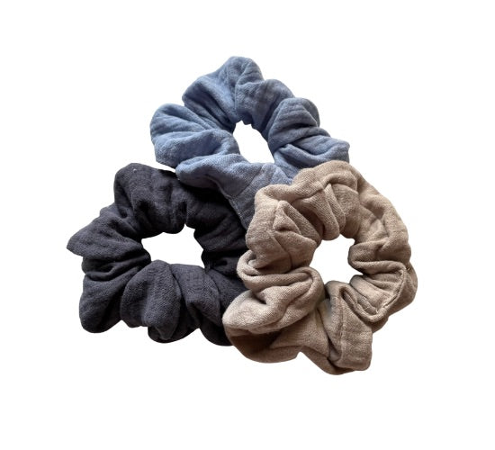 MUSSELIN SCRUNCHIES (3-ER SET)